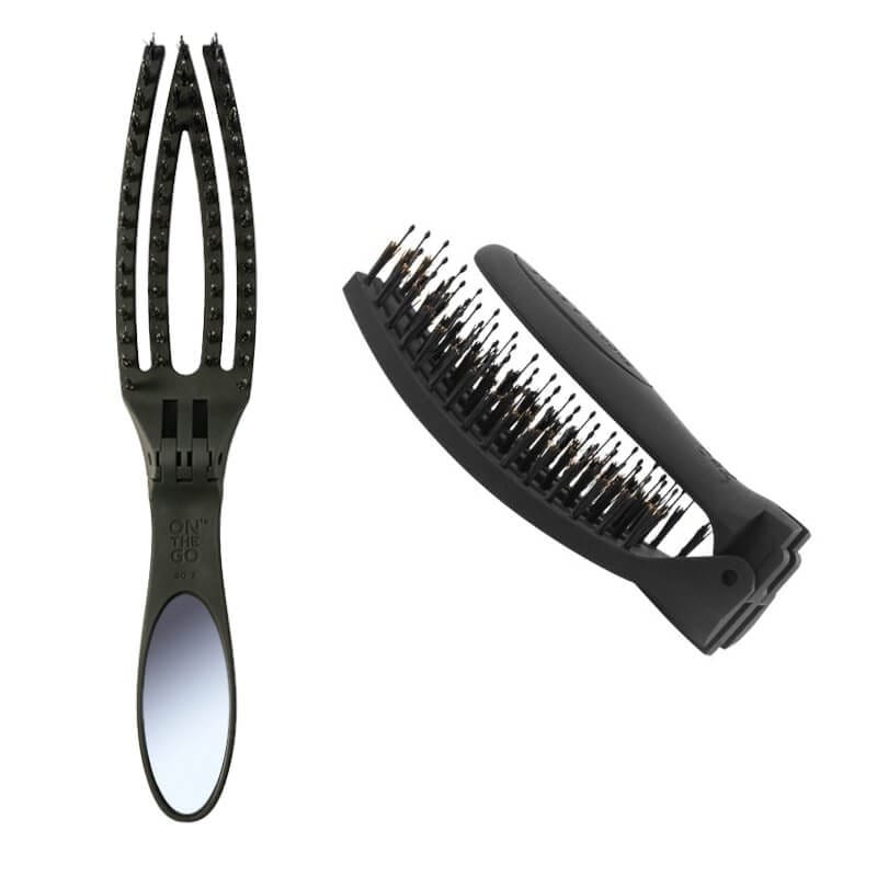 Расческа Olivia Garden On The Go Smooth & Style, компактная щетка для волос с зеркальцем