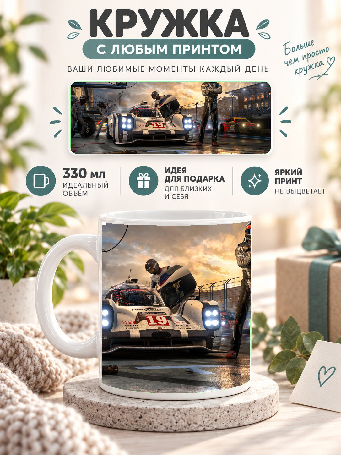 Керамическая кружка MoodRoom 330 мл с глянцевой поверхностью, белая с принтом Forza Motorsport 7, UG33014577