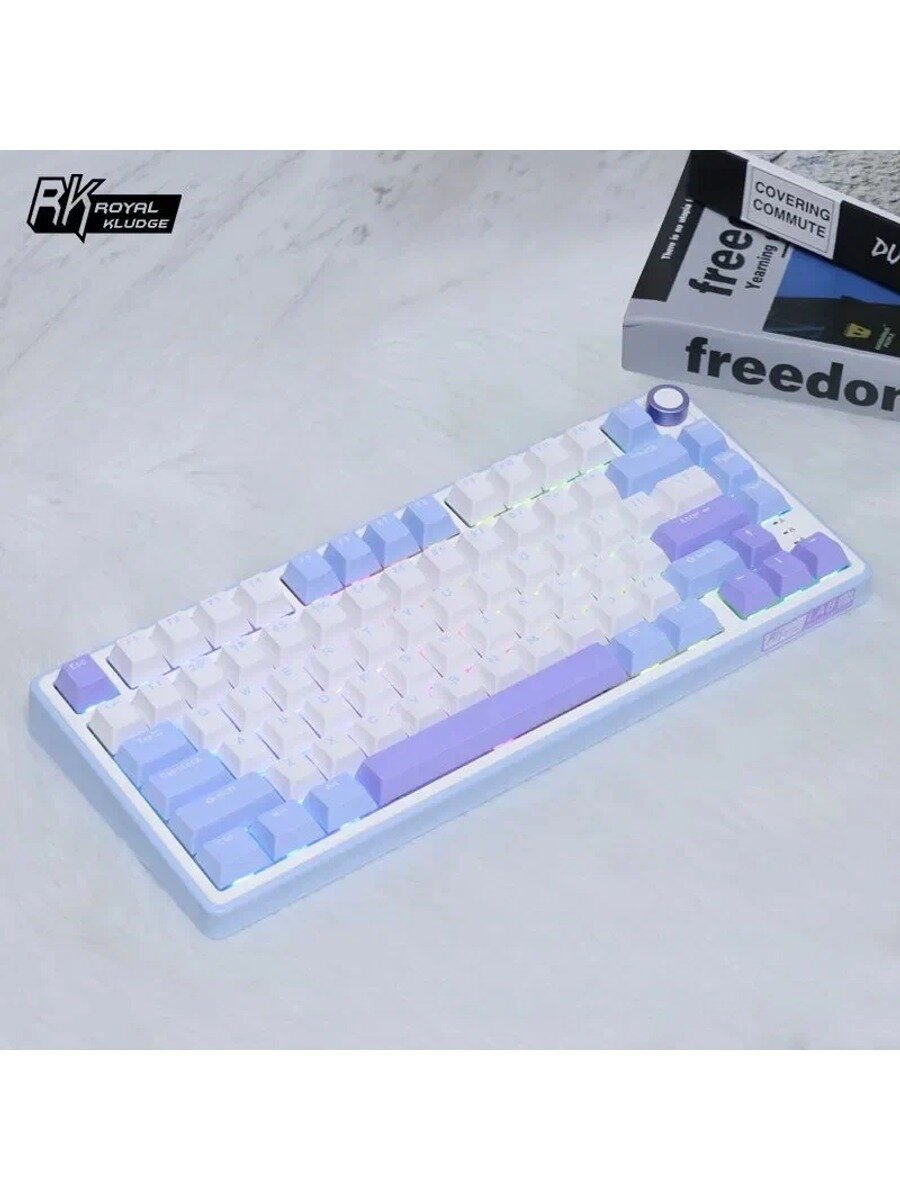 RK Royal Kludge Игровая клавиатура беспроводная , (Linear), Английская раскладка, белый, фиолетовый