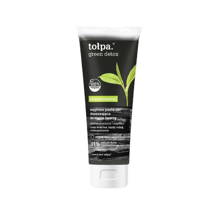 Средство для снятия макияжа TOLPA Green Detox отшелушивающая угольная паста-гель для умывания лица, 125 мл