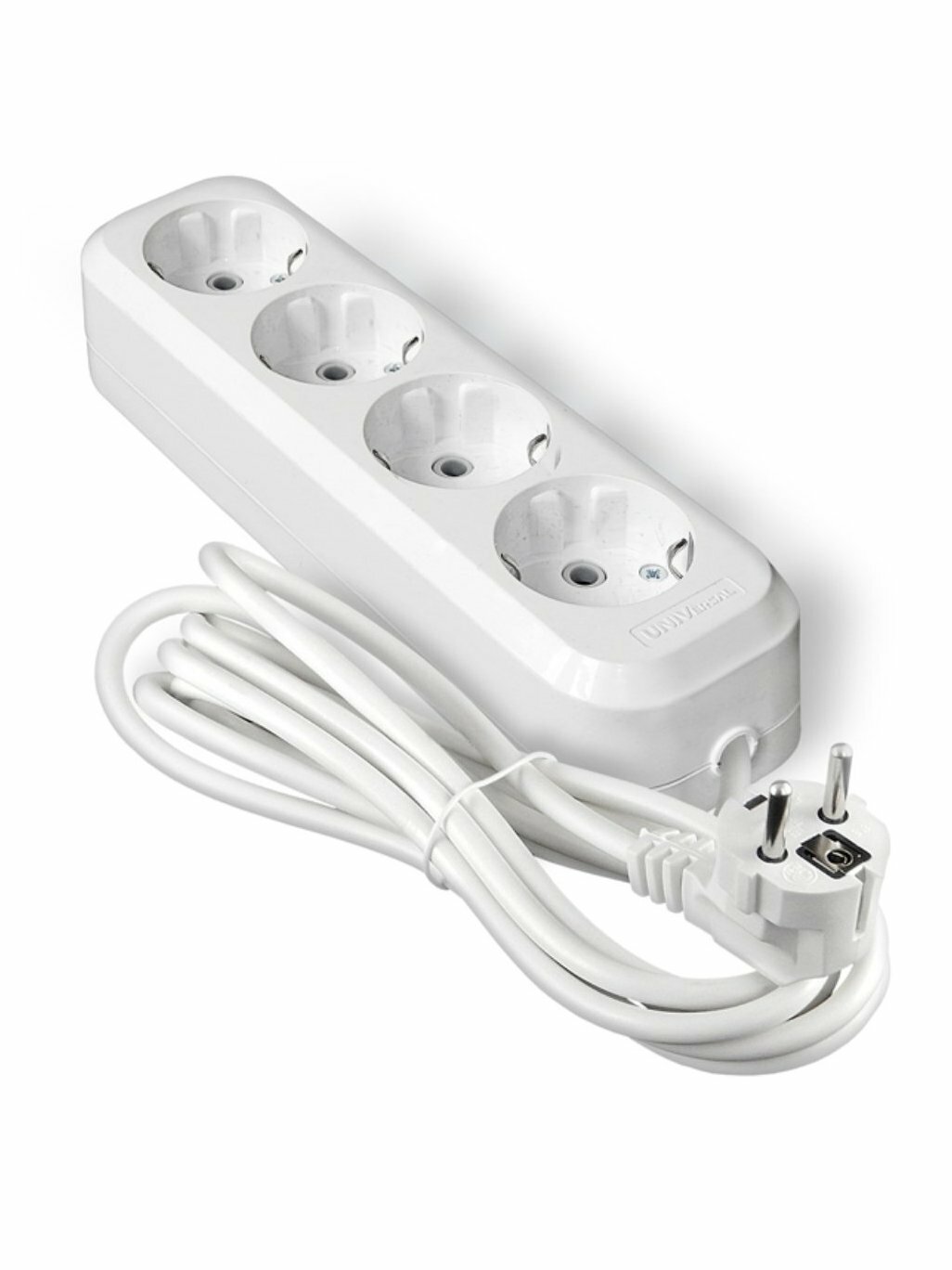 Удлинитель бытовой UNIVersal E-304, 4 розетки, 3 м, ПВС 3х1 мм², с заземлением
