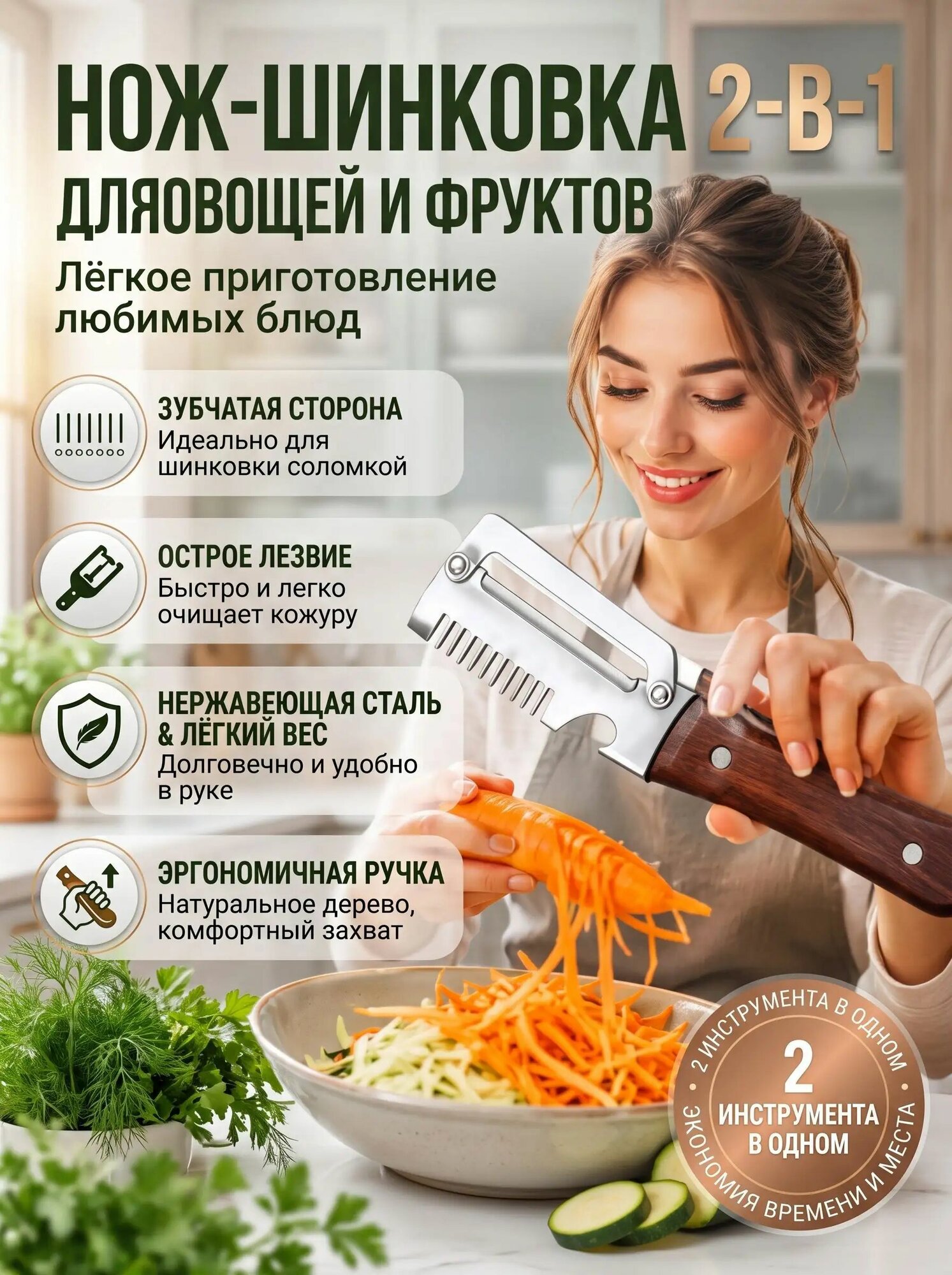 Нож для шинковки овощей соломкой