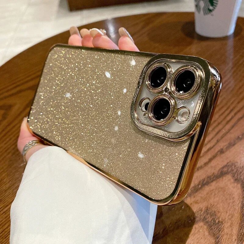 Золотой блестящий чехол для iPhone 14 Pro Max