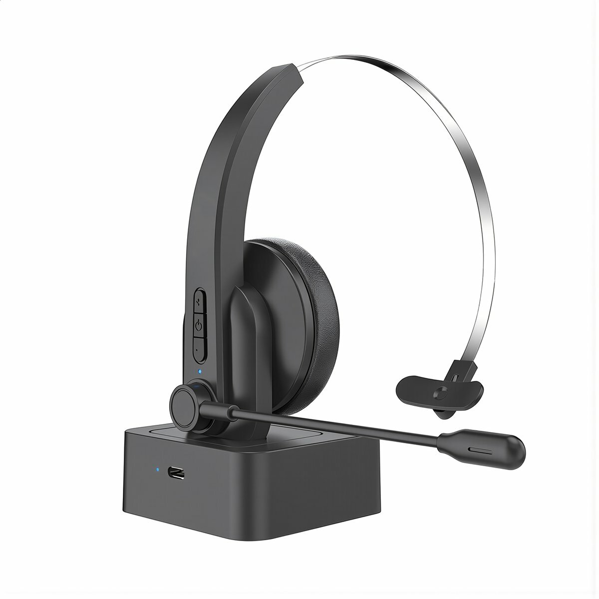 Гарнитура для Hands Free звонков беспроводная Bluetooth 5.4 с зарядной подставкой порт Type-C для офиса водителей, OY631 черный Bluetooth с зарядной подставкой