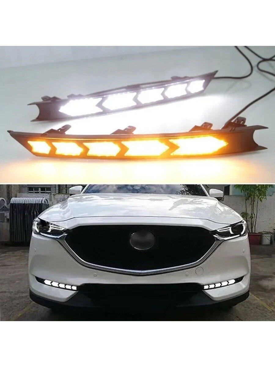 Дневные ходовые огни D-CX5/Y-JT, 1 шт. LED, 1500 Лм, спереди, 12В, ABS пластик