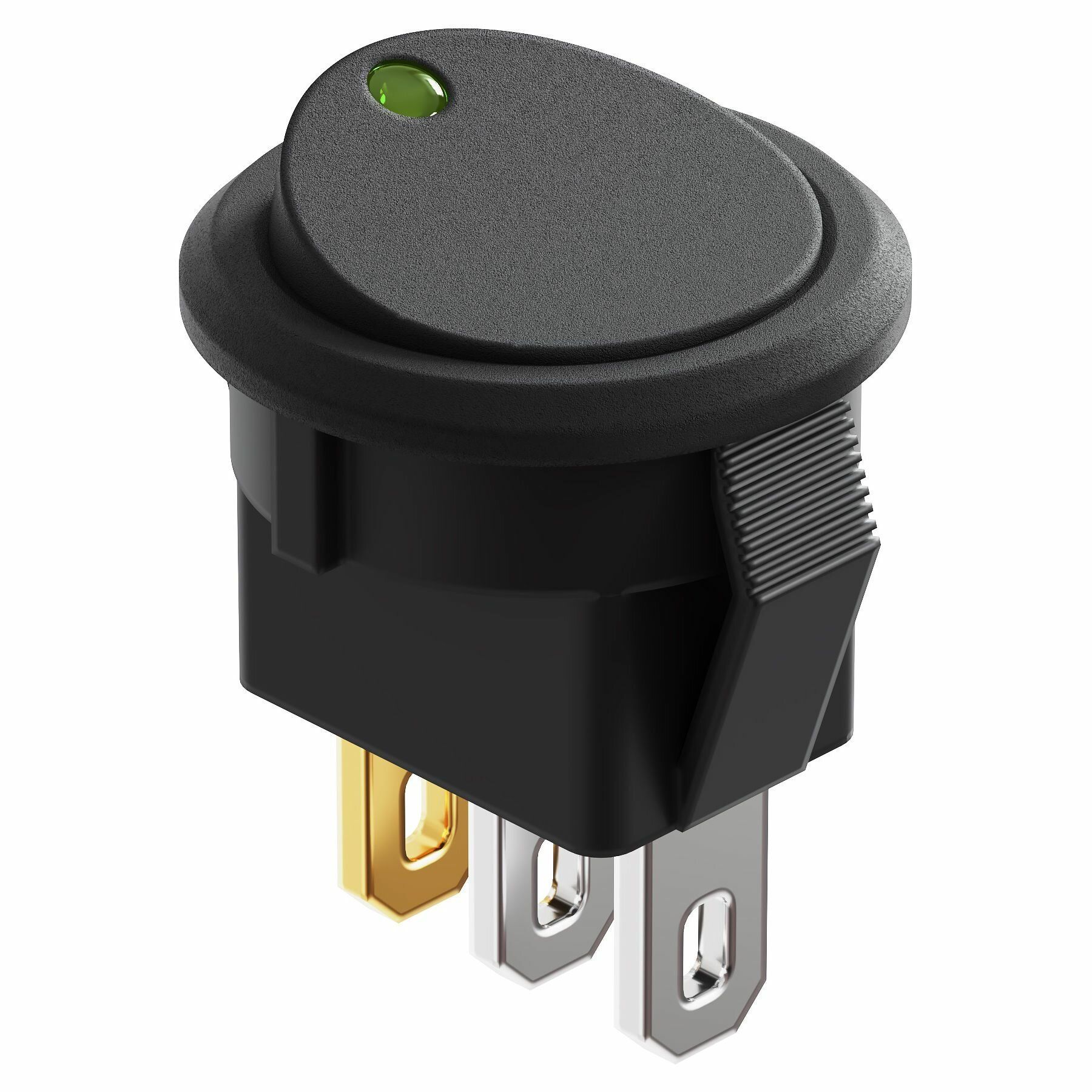 Кнопка Выключатель круглая с Зеленой подсветкой 12V/20А (3с)