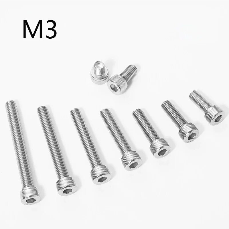 Болт M3 Винт с шестигранной головкой из нержавеющей стали 304 M3 * 5 6 8 10 12 22 25 30 35 40 45 мм Болт с шестигранной головкой и шайбами M3