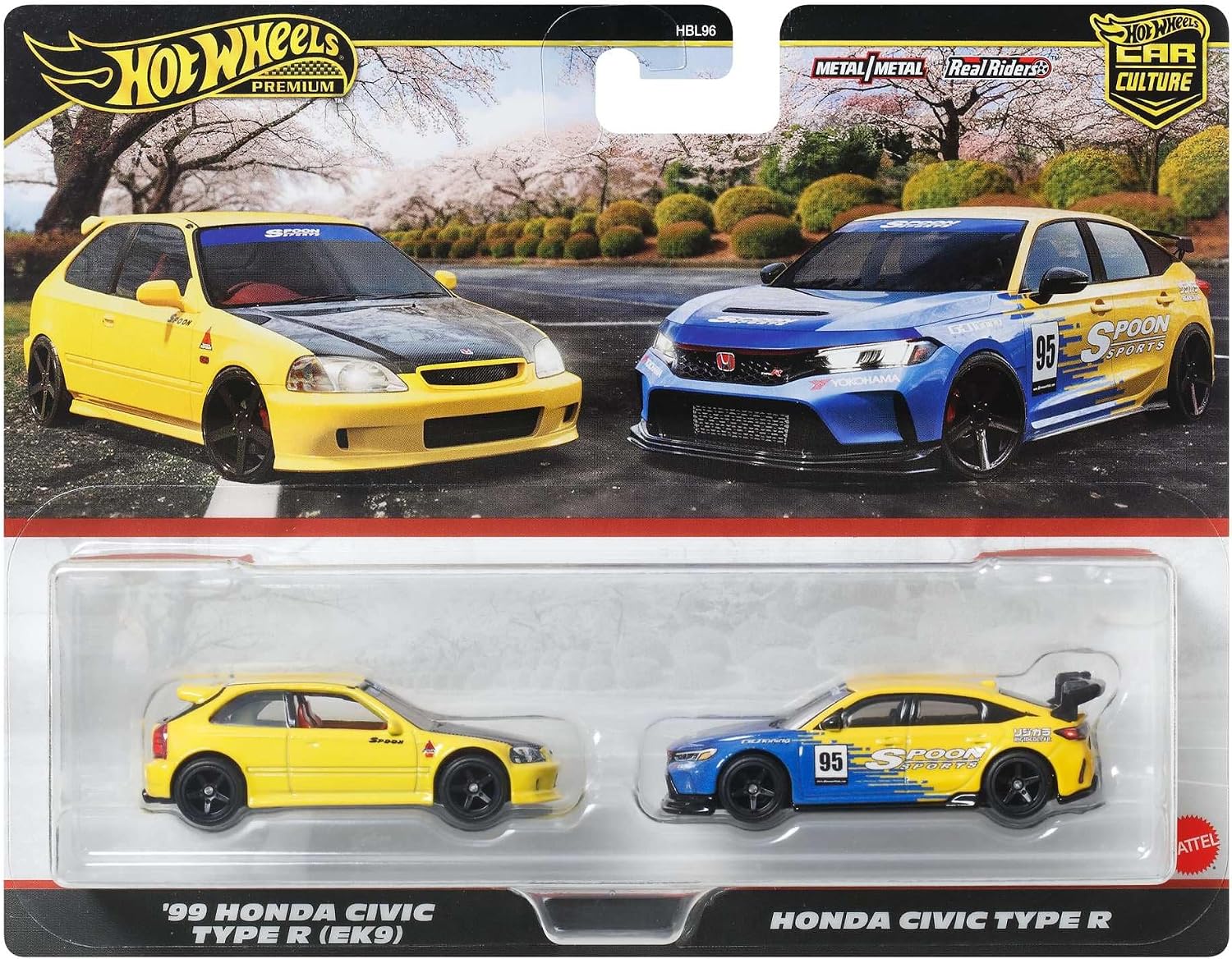 Hot Wheels '99 Honda Civic Type R (EK9) and Honda Civic Type R (2025 Car Culture 2-Packs, Mix 2) - коллекционные Premium машинки