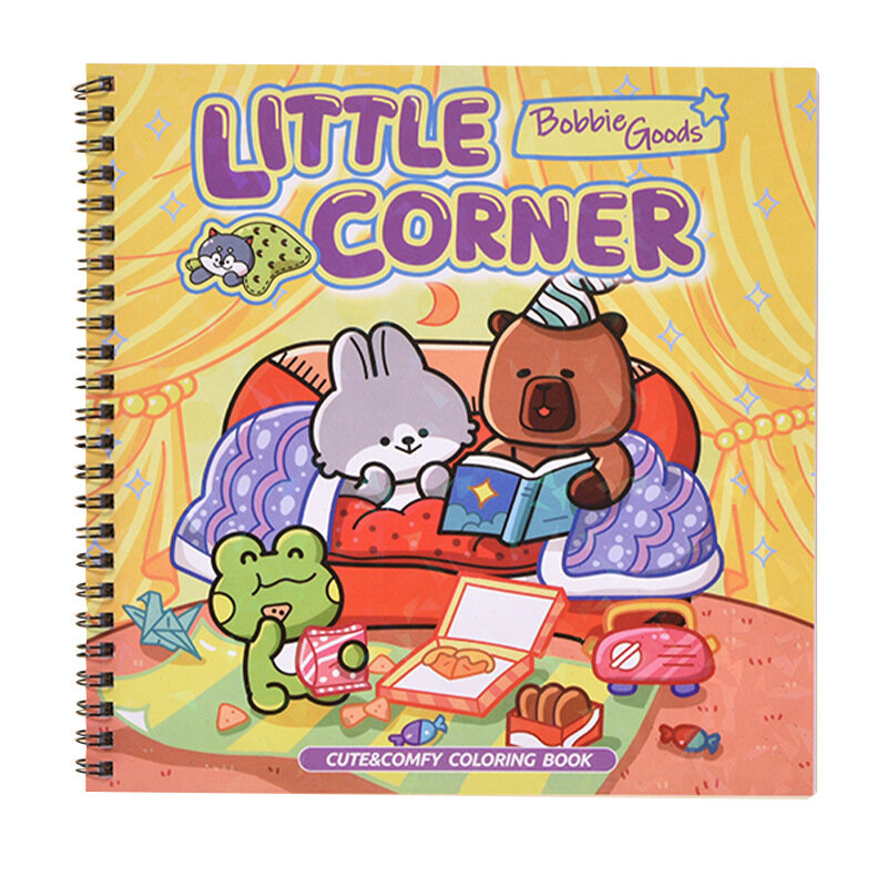 Детская пружинная раскраска Little Corner Bobbie Goods с 1 листом ПЭТ пленки 21x21 см, расслабляющая, для рисования