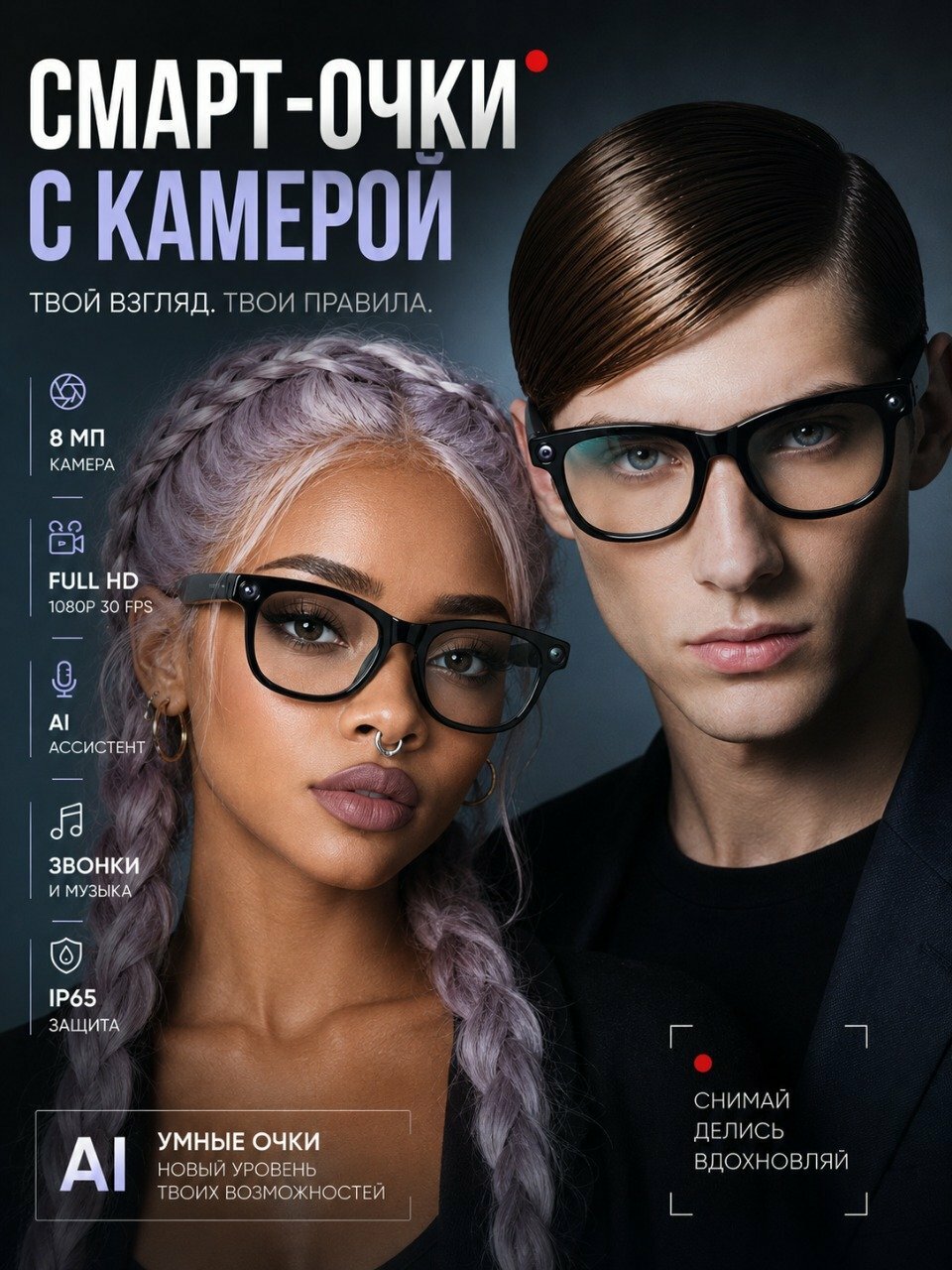 Умные смарт очки с камерой и AI-ассистентом