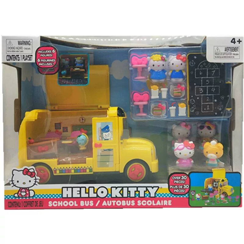 Hello Kitty Желтый школьный автобус-игрушка для девочек, модель 97811 Образовательный транспорт