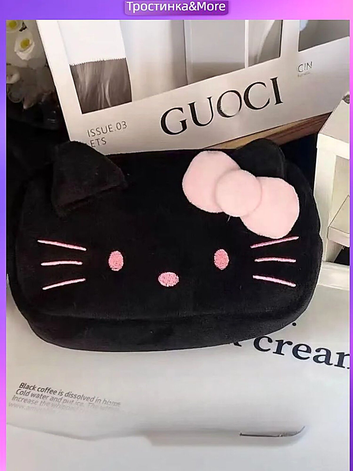 Мягкий черный пенал для карандашей Hello Kitty, Пеналы, Пеналы и письменные принадлежности