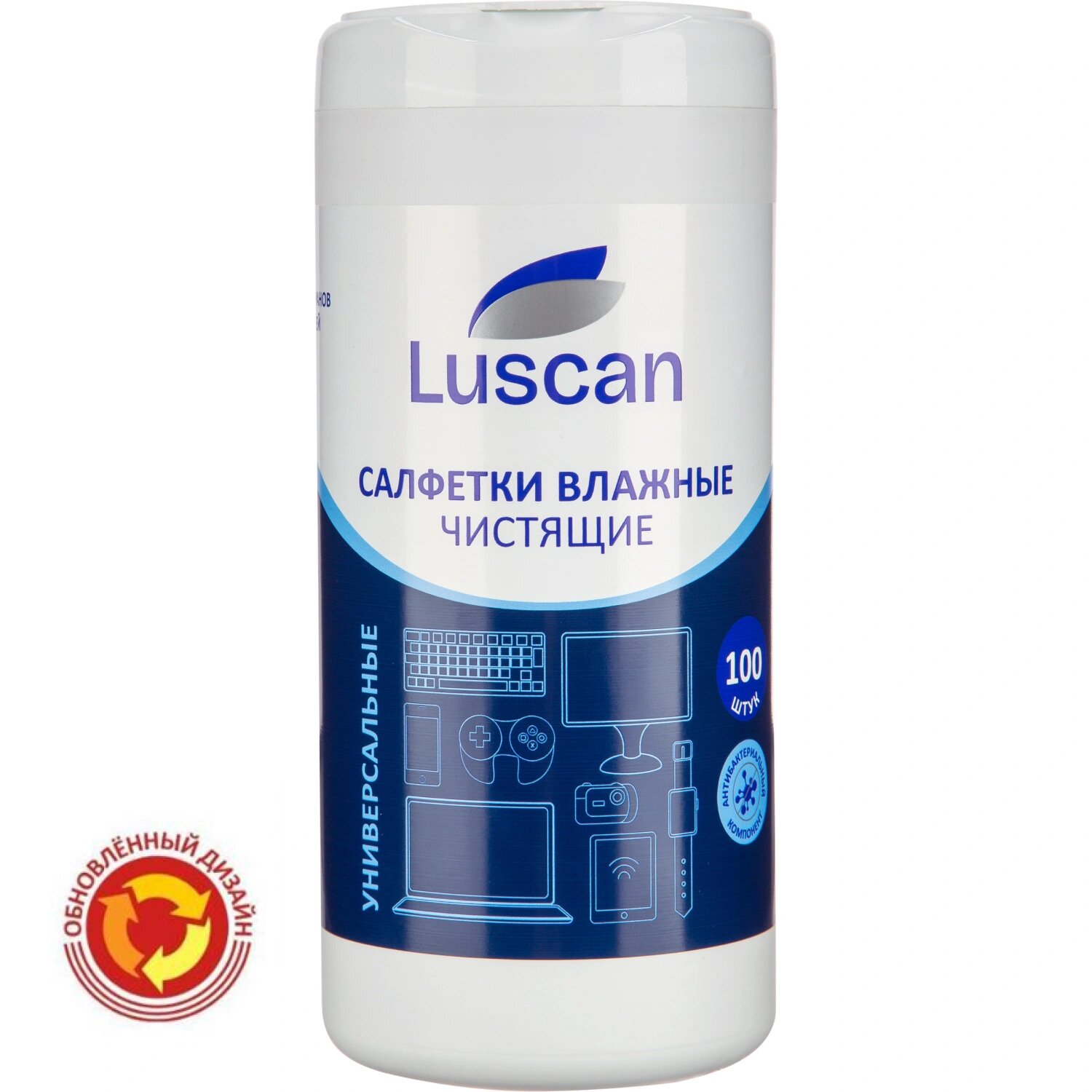 Luscan Салфетки влажные универсальные Luscan с антистатическим эффектом (100 штук в тубе)