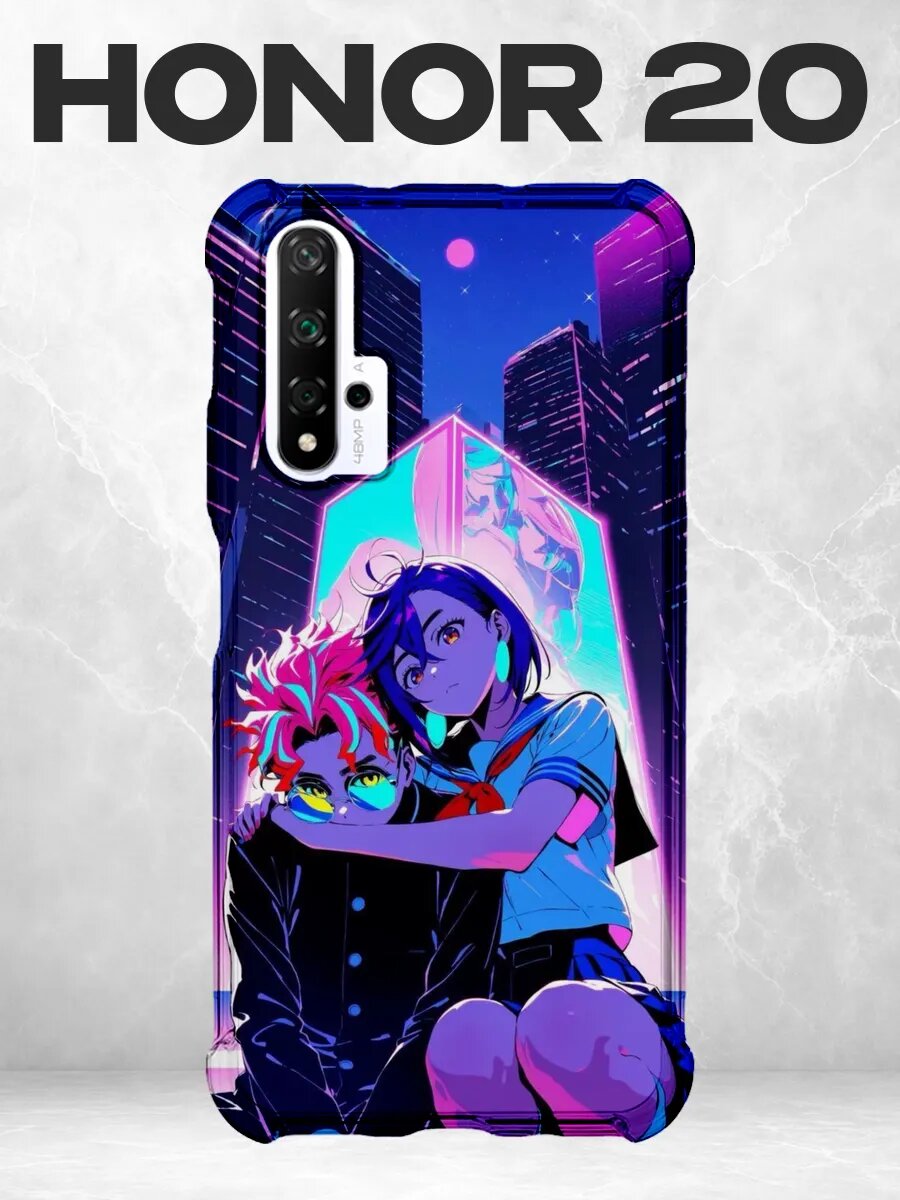 Чехол на Honor 20 с принтом Аниме девушка в неоновом городе