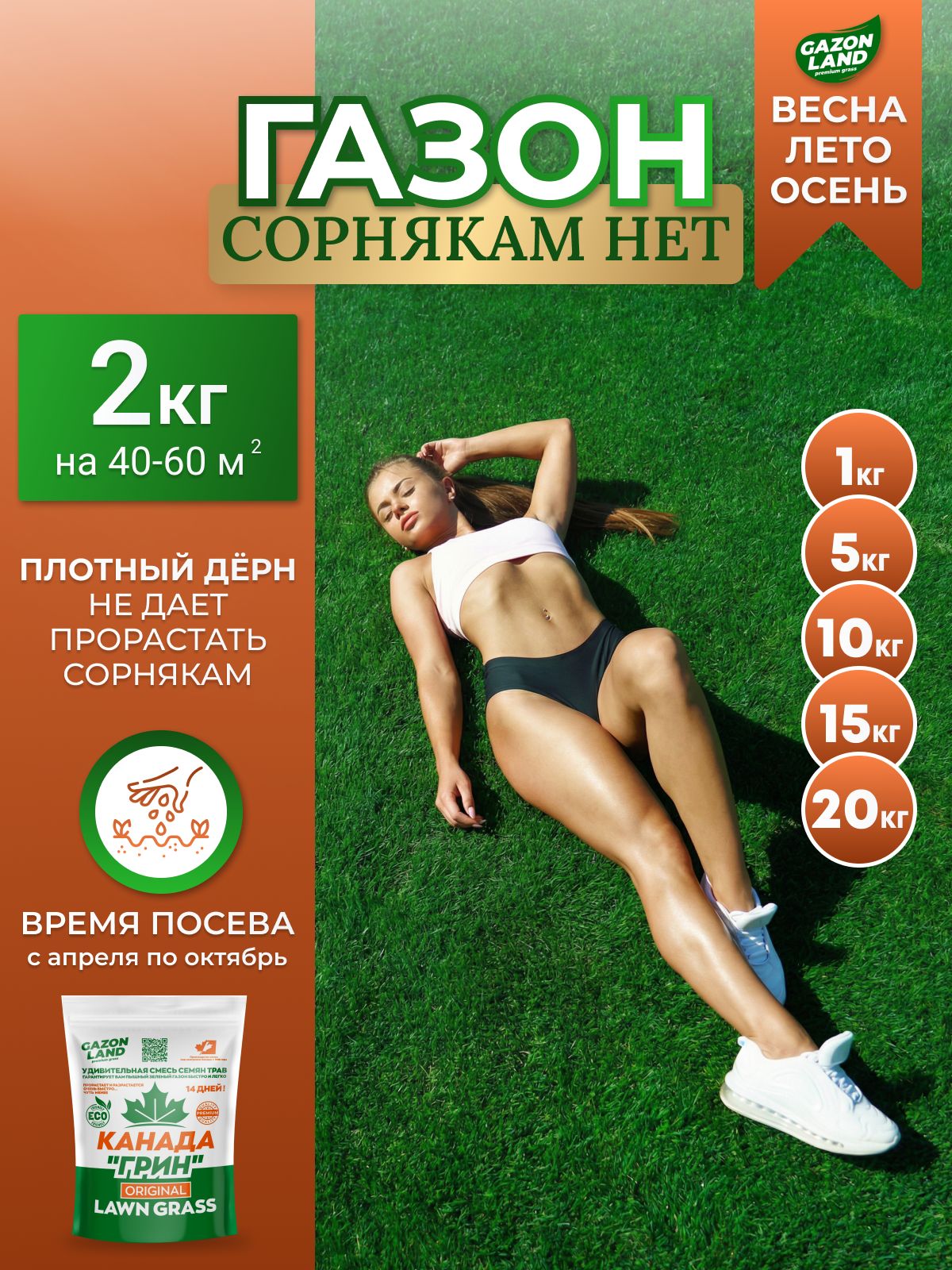 Семена газонной травы, травосмесь Нет Сорнякам, газон 2 кг