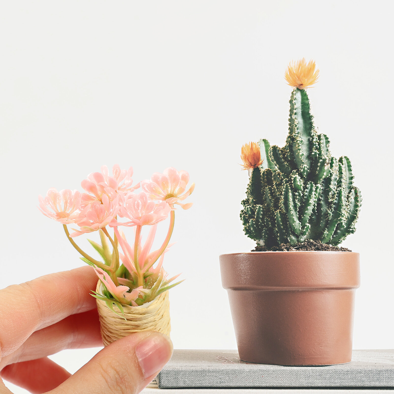 Розовый Мини Бонсай Исскуственный Декор Для Микроландшафта 2x7cm