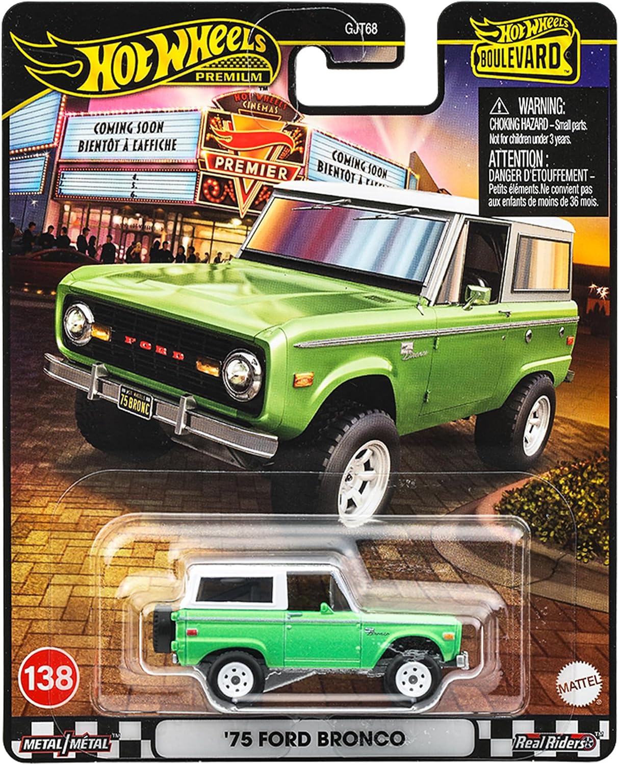 Hot Wheels '75 Ford Bronco Pearl Glen Green (коллекция Boulevard 2025, №138) - коллекционная Premium машинка