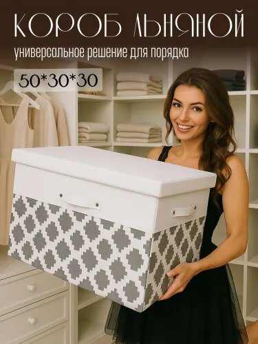 Hauswelt Коробка для хранения длина 50 см, ширина 30 см, высота 30 см.
