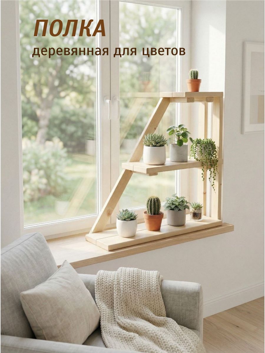 Полка для цветов на подоконник, 55х56см