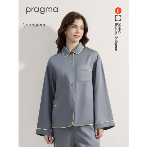фото Рубашка pragma flow женская из лиоцелла с контрастным кантом, размер 3xl, серый