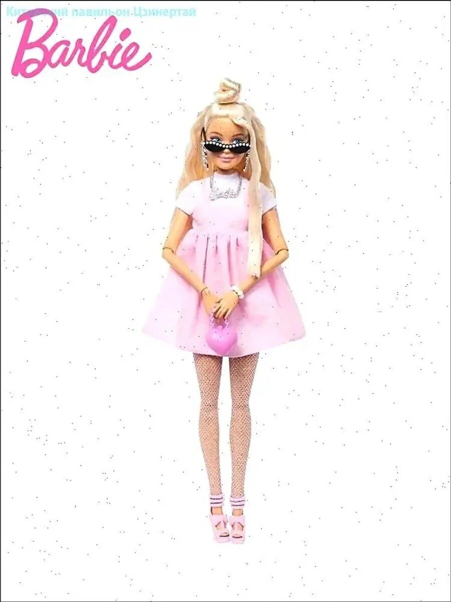 Кукла Mattel Deluxe Style #3 в пастельно-розовом платье в стиле core с большим бантом и светлыми волосами