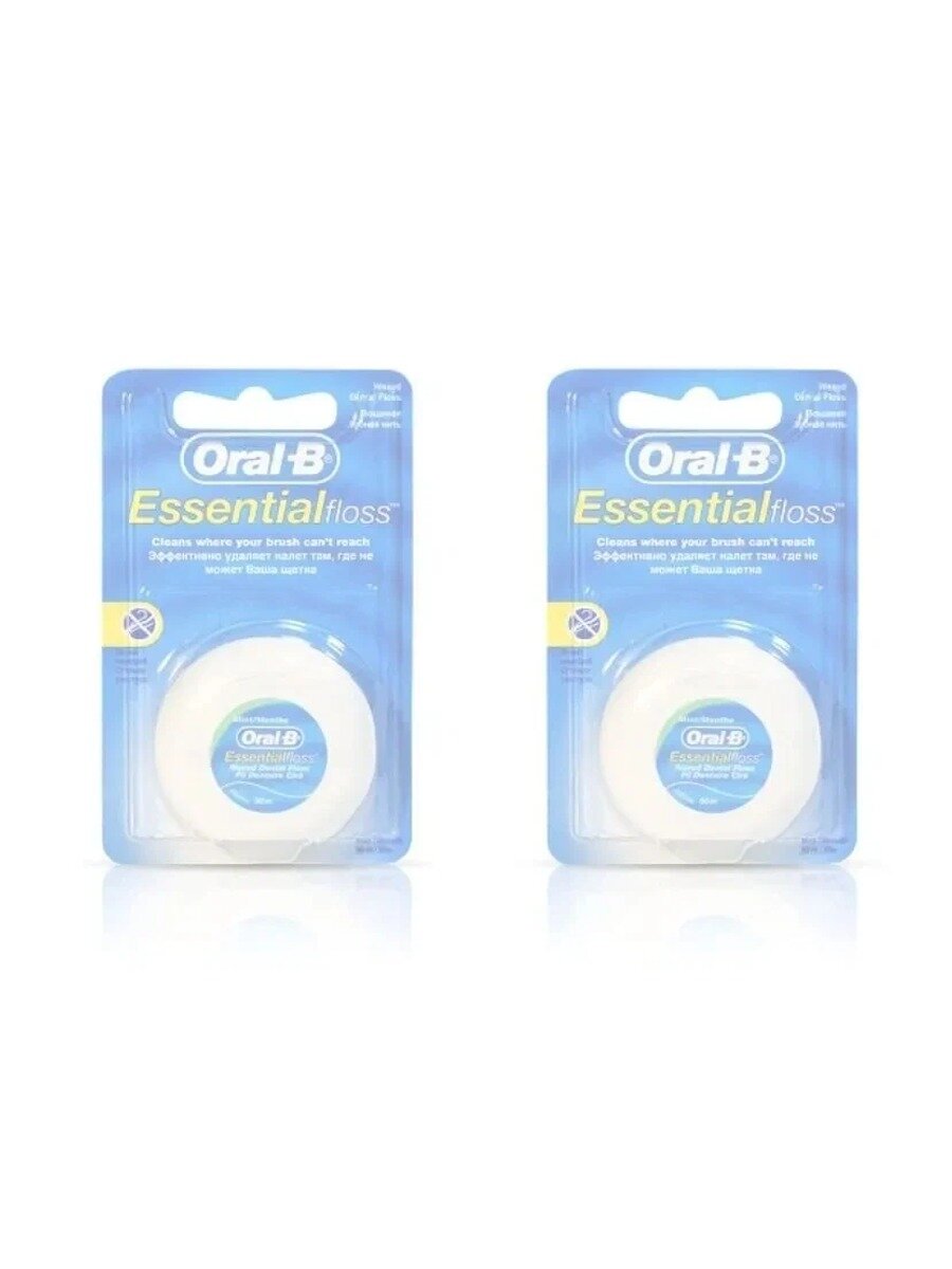 Oral-B Зубная нить Essential floss, мятная, вощеная, 50 м, 2 шт