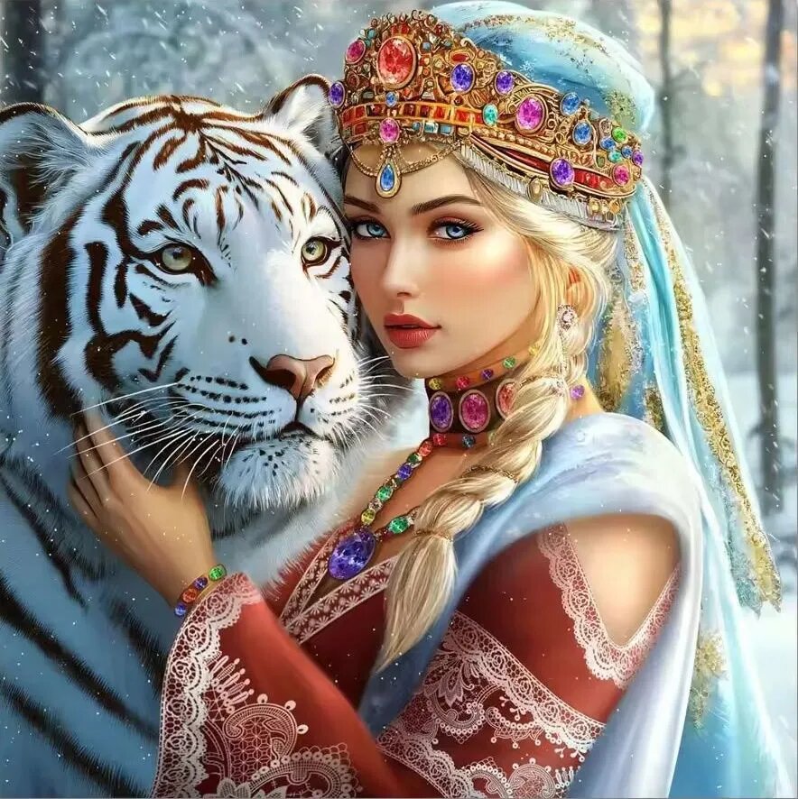 Алмазная мозаика 5D картина стразами, Девушка / Анхель / Иисус, 400x400 мм