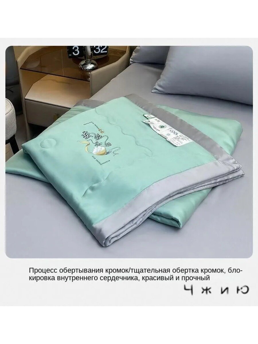 Одеяло Односпальный 150x200 см, Летнее, с наполнителем натуральный шелк, комплект из 1 шт
