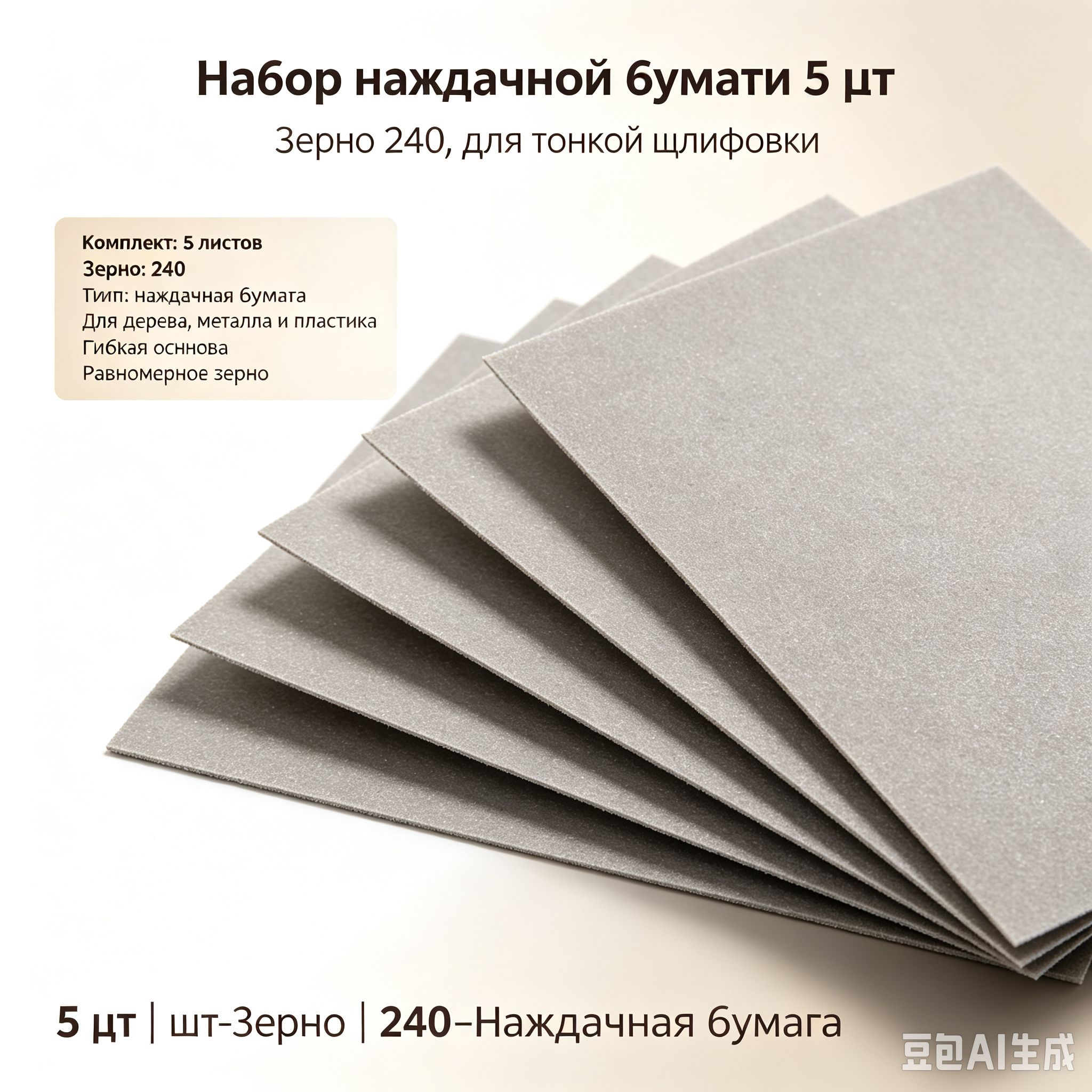 Лист шлифовальный, шкурка; P240
