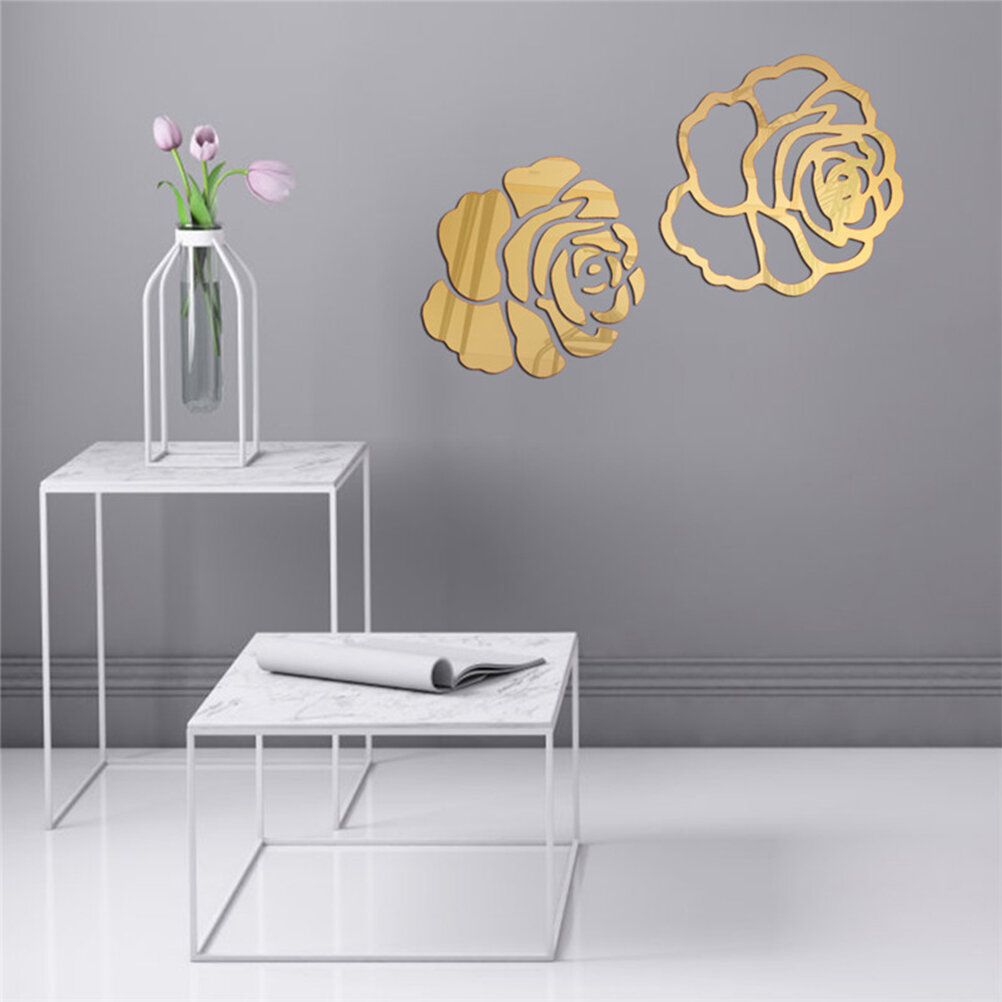 2 Штуки Стикеров В Forme Роз Golden 28*28*0.2cm Для Декора Интерьера В День Валентинова Дня И На Свадьбу