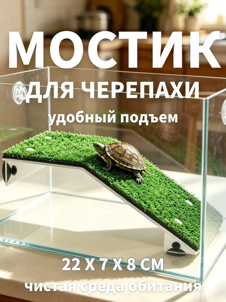 Мостик для черепахи, 22x7x8 CM, удобный подъем, чистая среда обитания, профилактика заболеваний
