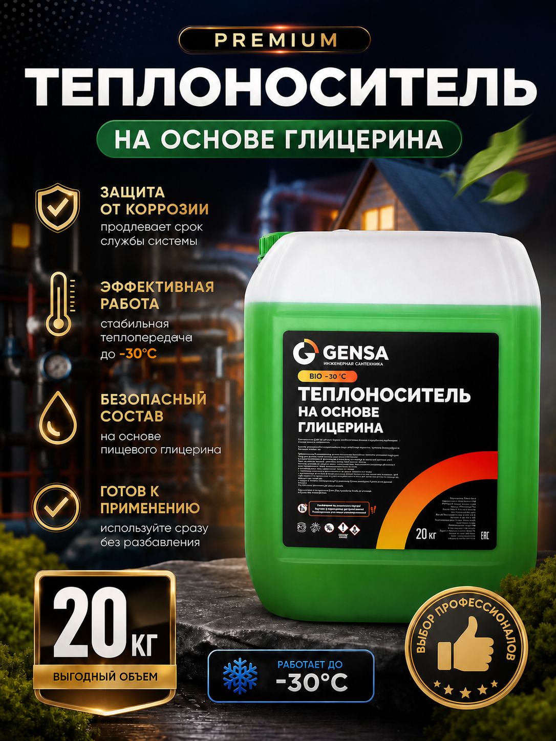 Теплоноситель для отопления на основе глицерина GENSA БИО-30 (20 кг)
