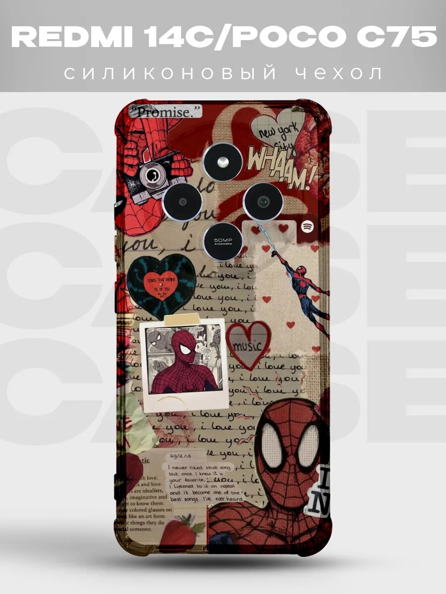 Чехол на Xiaomi Redmi 14C Человек-паук комикс spider man мар