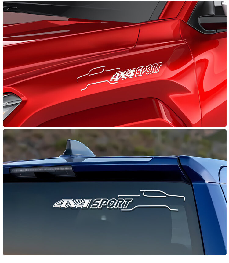 Виниловые декали 4X4 SPORT, малый размер, на двери Тойота Такома. KK Vinyl, УФ- и водостойкие, без следов клея после снятия. 2 шт.