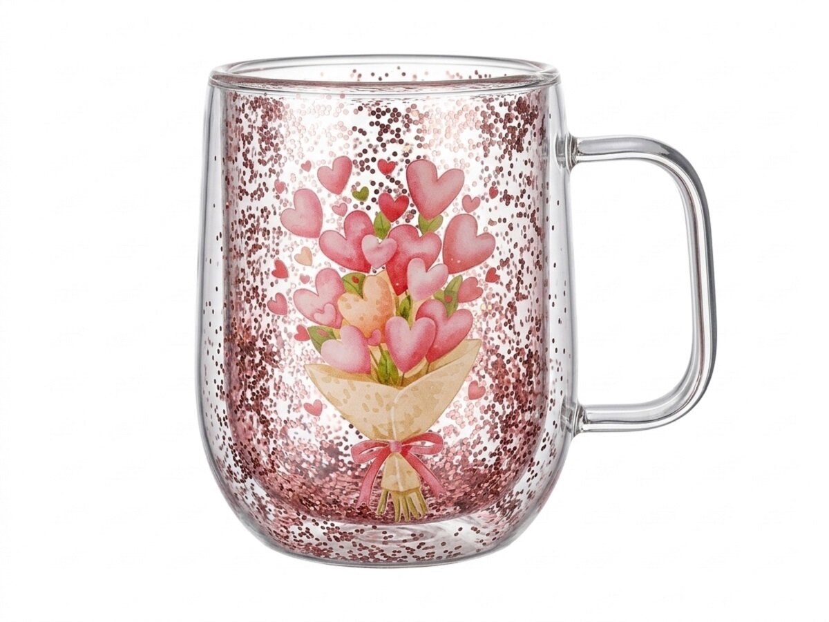 Кружка с двойными стенками стеклянная PERFECTO LINEA First Blush-1 380 мл (30-380030)