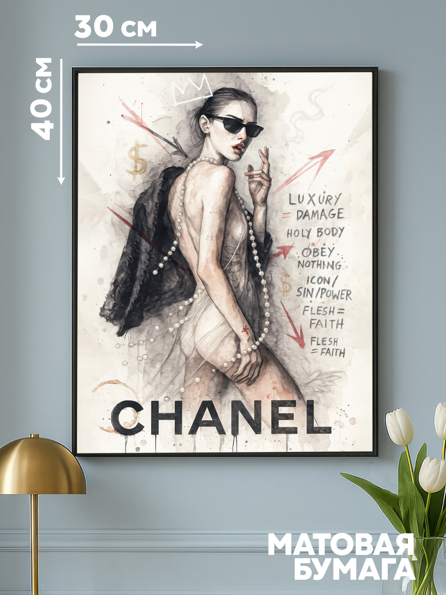 Постер-принт без цензуры НЮ 18+ Luxury Damage - Chanel из серии Chaos Icons - на стену, принт, плакат для интерьера - Casa Paterna