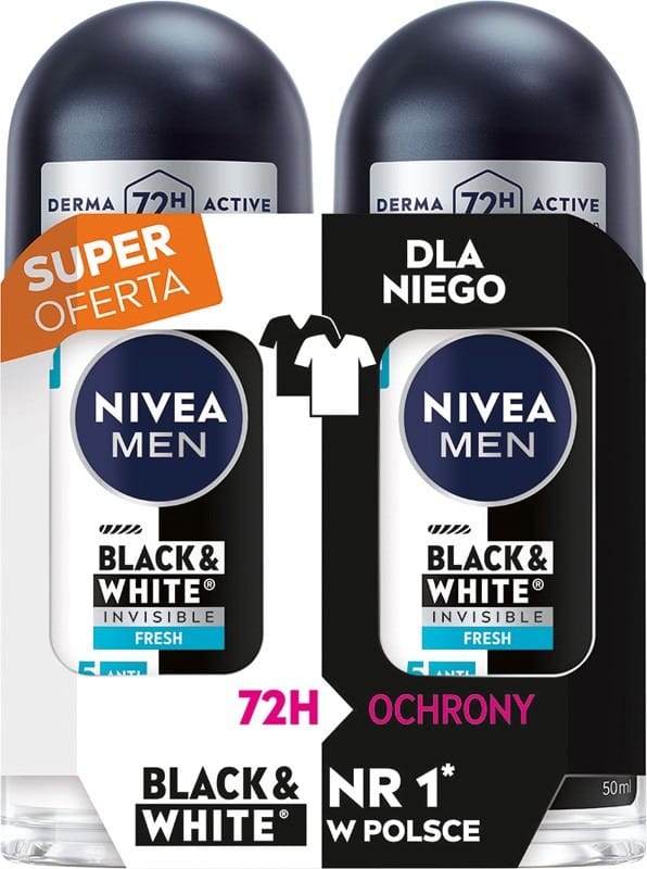 Дезодорант Nivea Men black & white invisible fresh duo, 2x 50 мл
