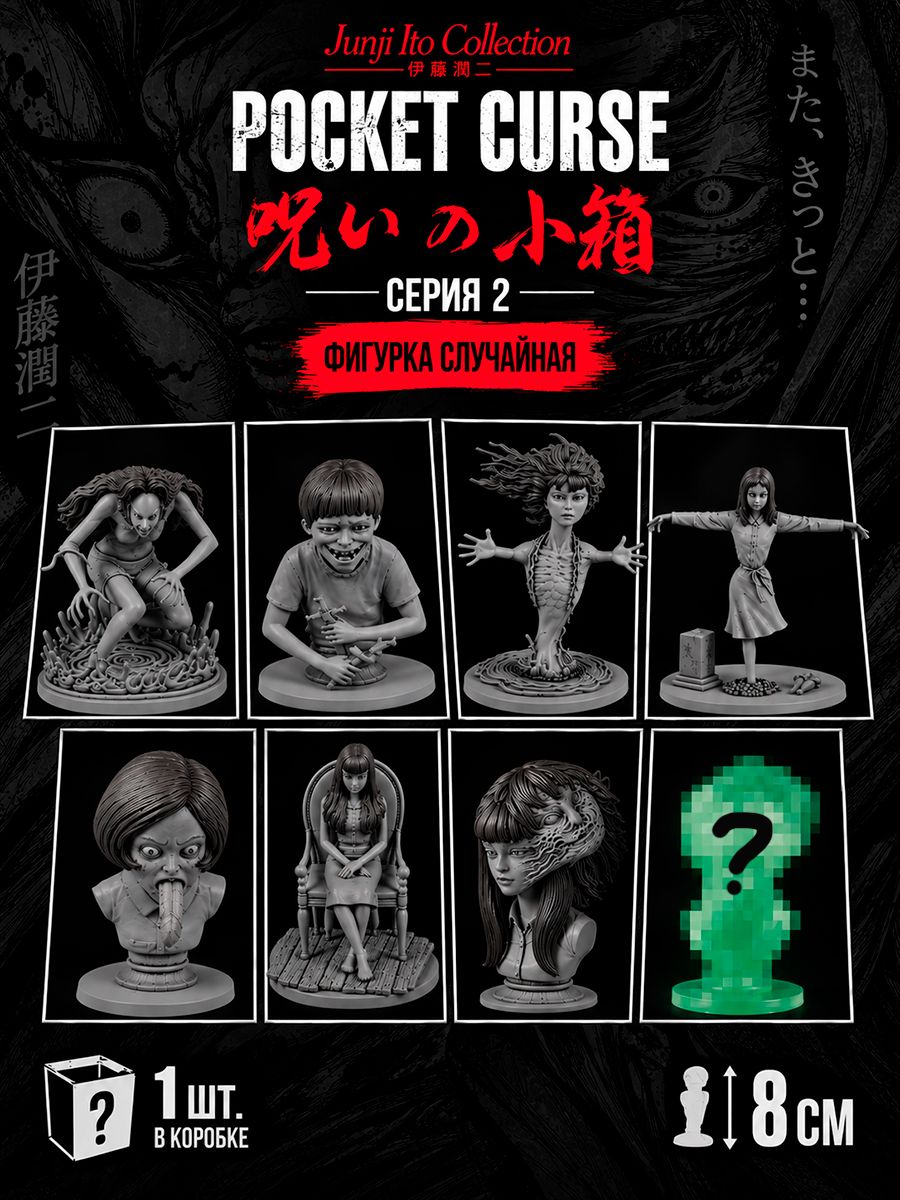 Фигурка Случайная по манге Дзюндзи Ито 1 шт 8 см / Pocket Curse Series 2 Blind Box