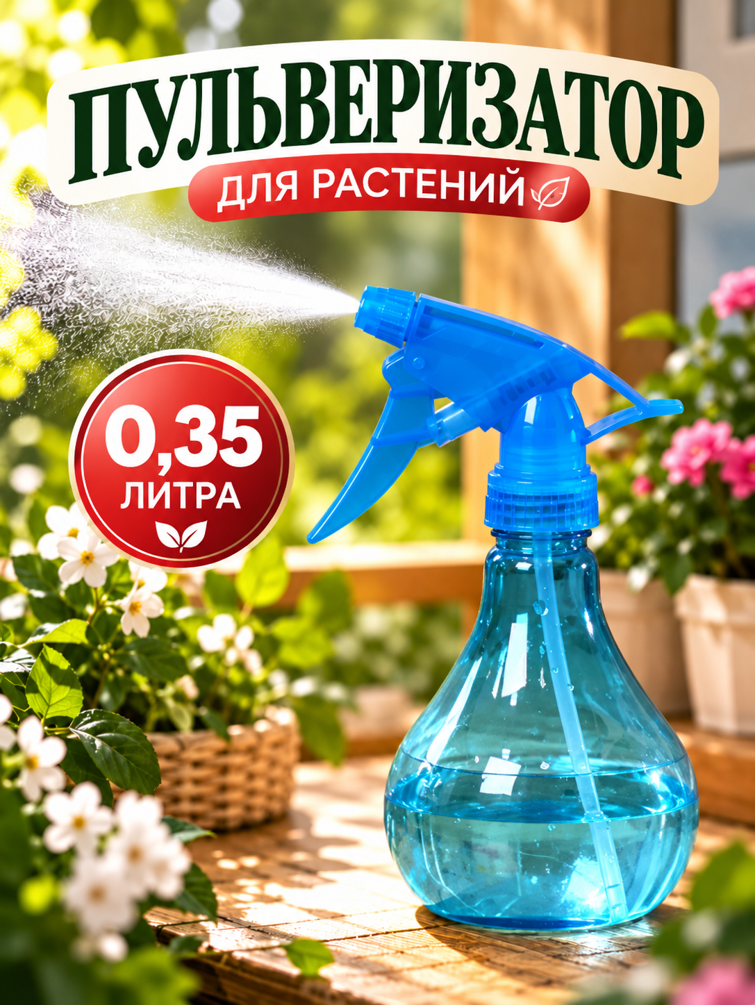 Пульверизатор Greengo, пластиковый, объем 0.35 л, прозрачный микс