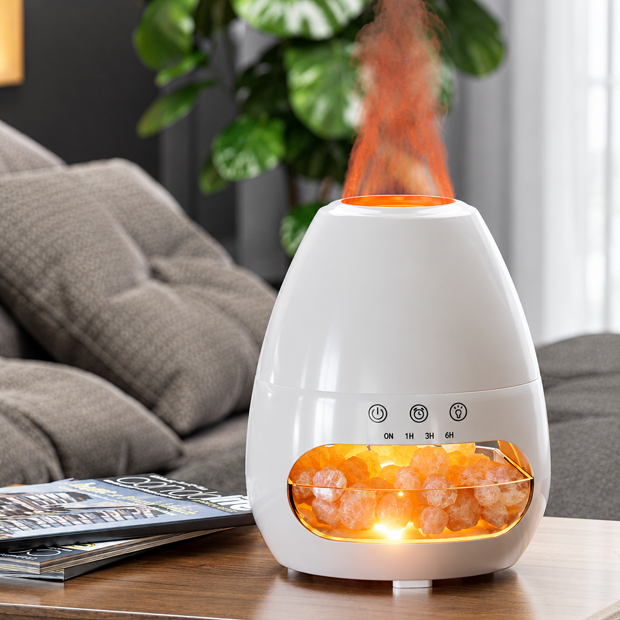 Ночник-солевая лампа белый, настольный LED, ABS пластик, 1.8 кг