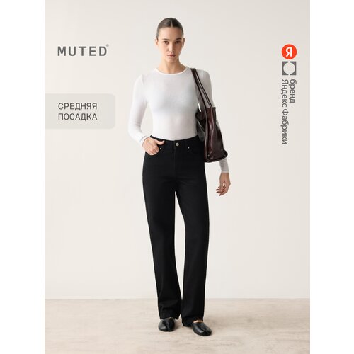 фото Джинсы классические muted со средней посадкой straight, размер 32/32 (172-178), черный