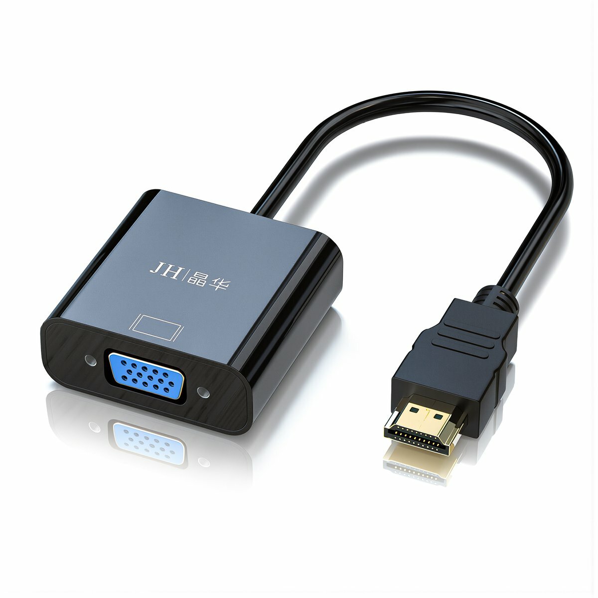 Переходник HDMI на VGA стандартной длины кабеля для подключения ноутбука к дисплею стабильная передача видеосигнала без искажений