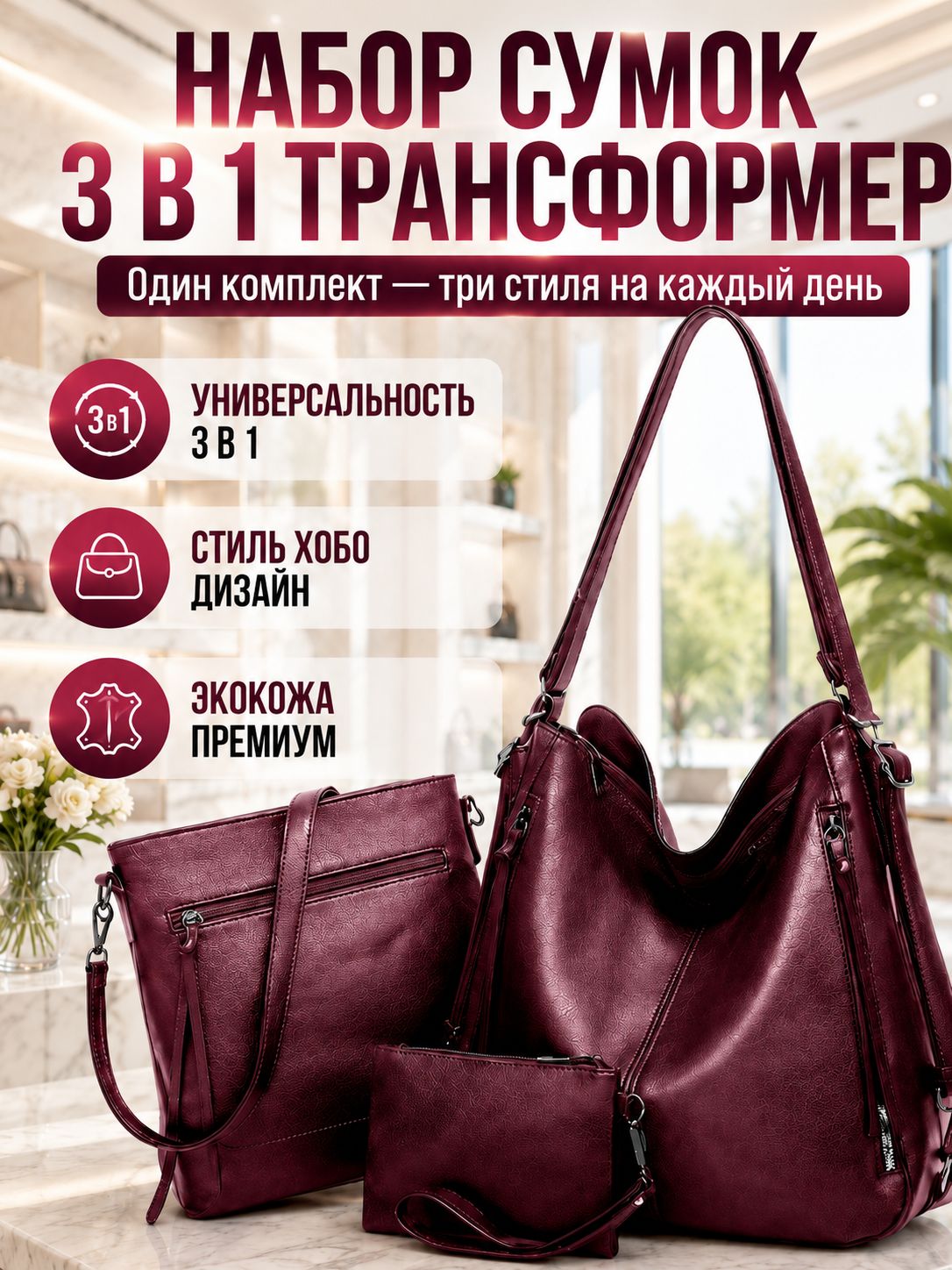Комплект сумок хобо  Sumka-Komplekt3v1
