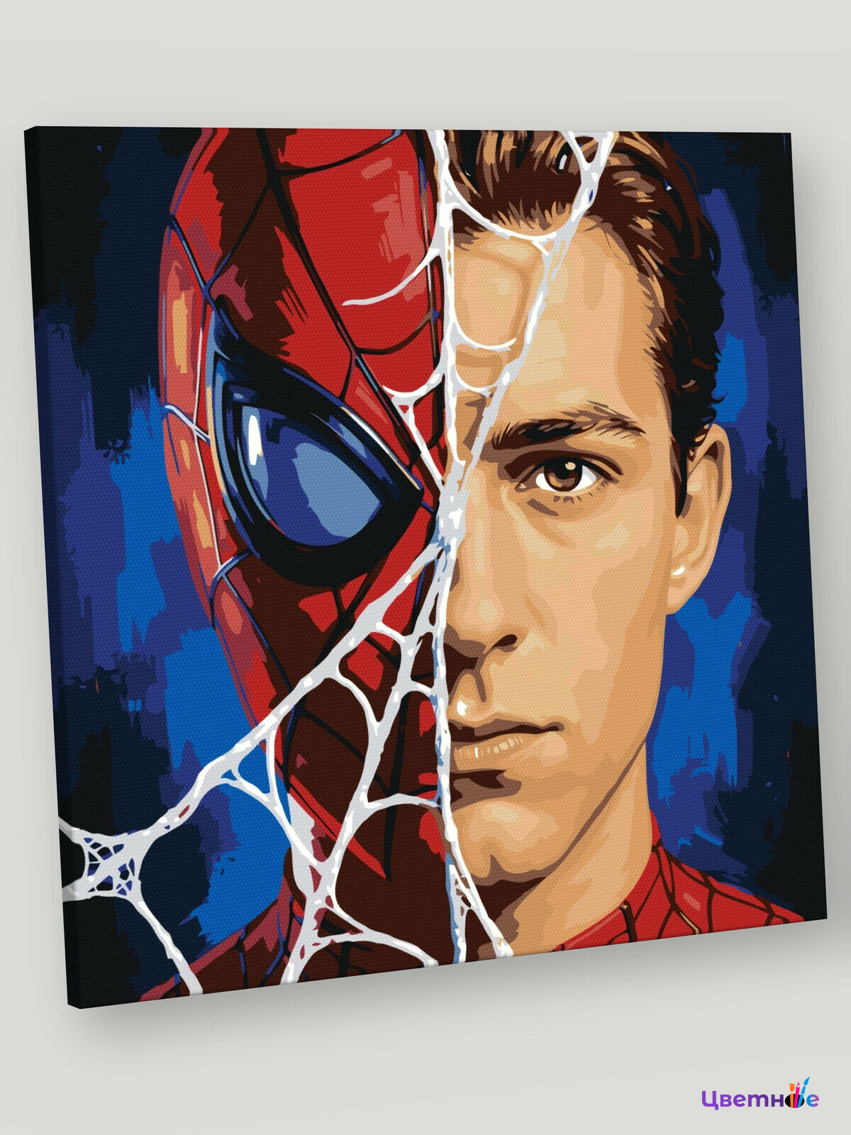 Картина по номерам на холсте с подрамником 40х40 "Человек паук Spiderman: арт"