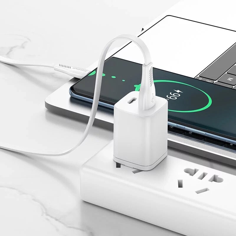 Кабель Borofon USB-A TO Type-C BX85 Auspicious 3.0A ПВХ плоский 1м (White)