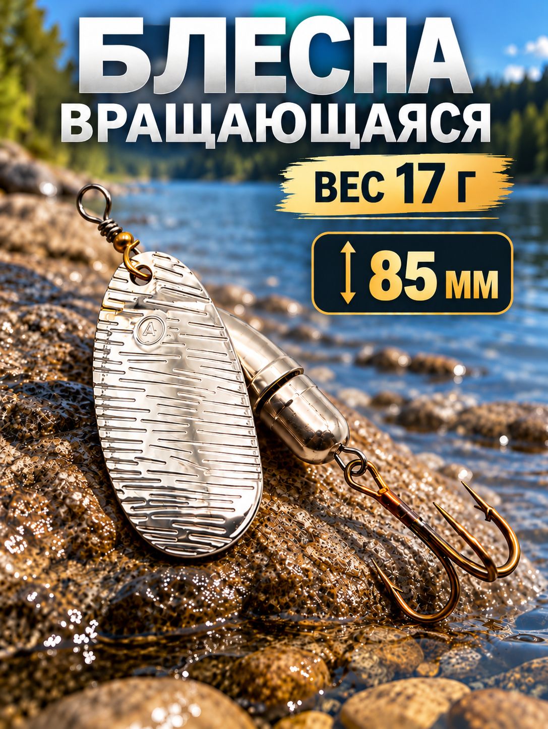 Блесна вращающаяся 17 г серебро