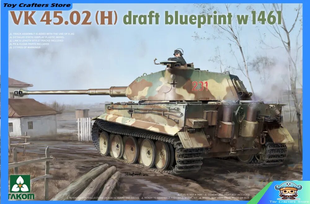 TAKOM 2191 1/35 VK45.02(H) проект образца W1461 Модель Танки сборки