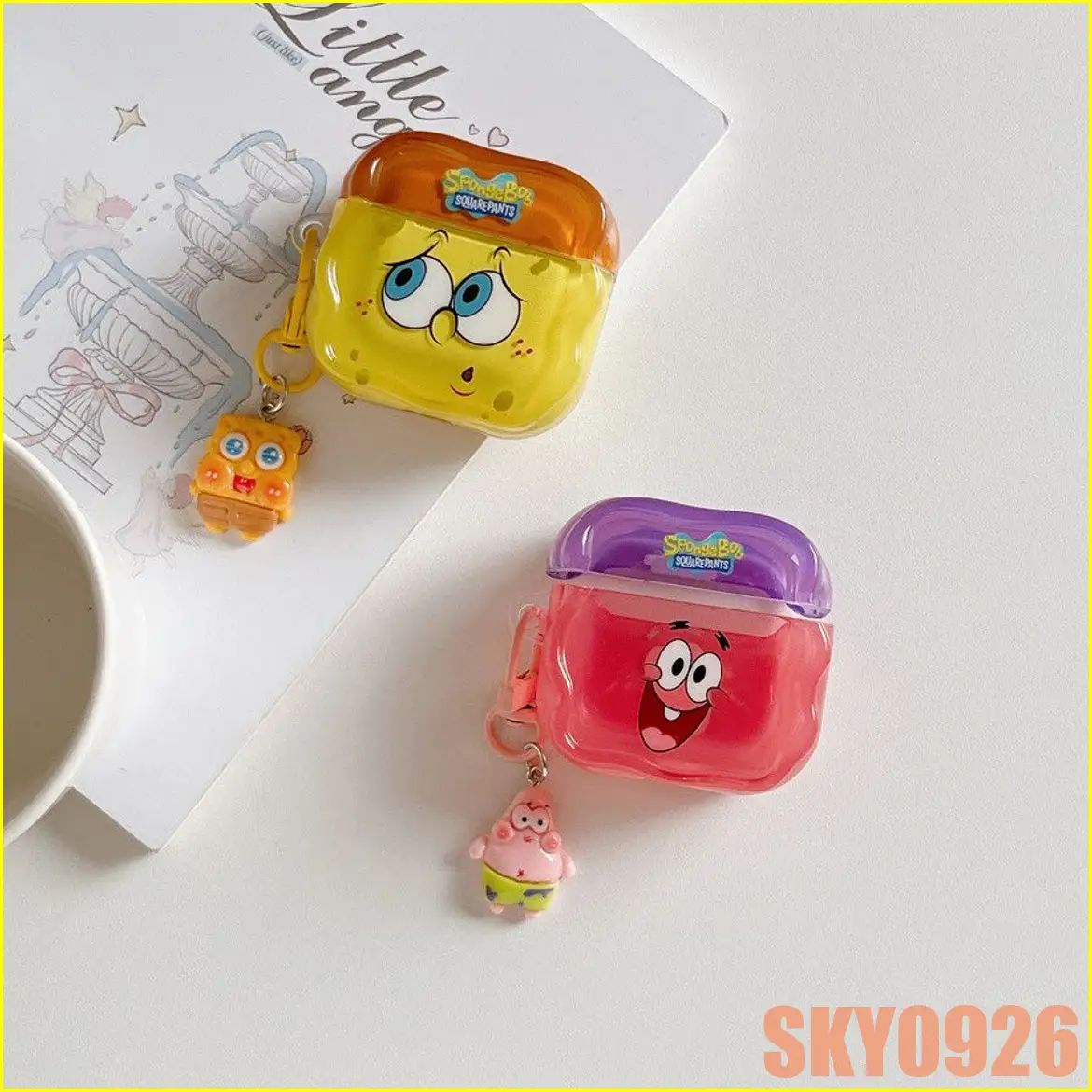 Чехол для Аирподс 2 / AirPods 2 Мультфильм SpongeBob SquarePants Спинки Боб, Patrick Star Патрик силиконовый чехол, цвет: Желтый
