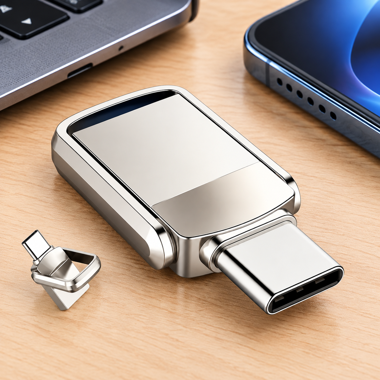 USB-накопитель Type-C 2ТБ, OTG (Цвет товара: серебристый)