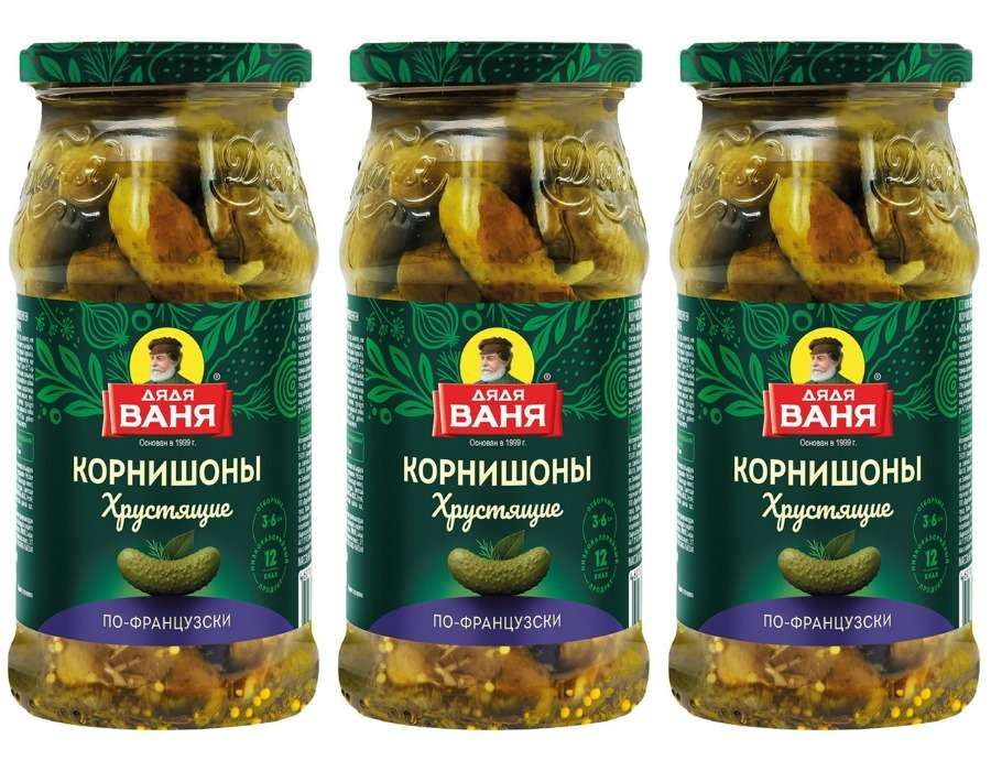 Дядя Ваня Огурцы корнишоны по-французски консервированные, 460 г, 3 шт